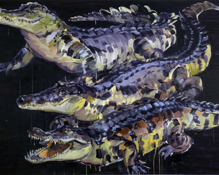 1001 nuits, Olivier Morel - Crocodiles, acrylique/toile, 150 x 210 cm, 2013