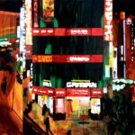 Nocturnes, Olivier Morel, Japon, peinture, Nuit triptyque Shinjuku