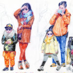 Olivier Morel, Tokyo kids, Japon, dessin, crayons de couleur, art contemporain